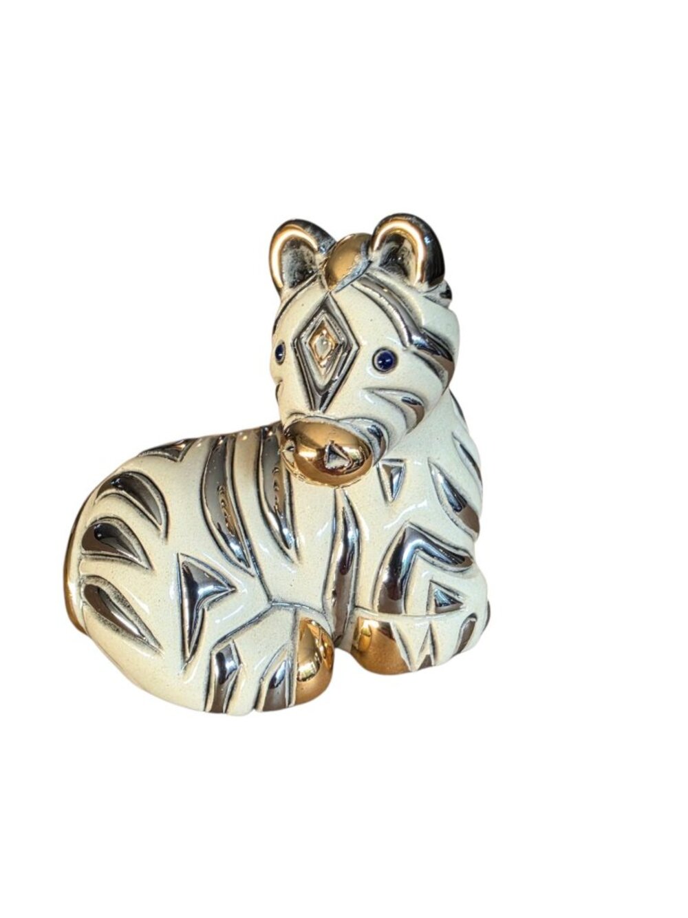 De Rosa Sitting Baby Zebra Rincababies Figurine Silver Striped Animal 1736B NIB